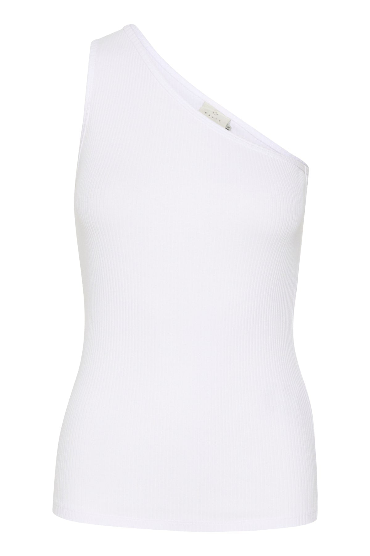 Kaffe KApia White One Shoulder Ribbed Top – Fitted Sleeveless Asymmetric | Women