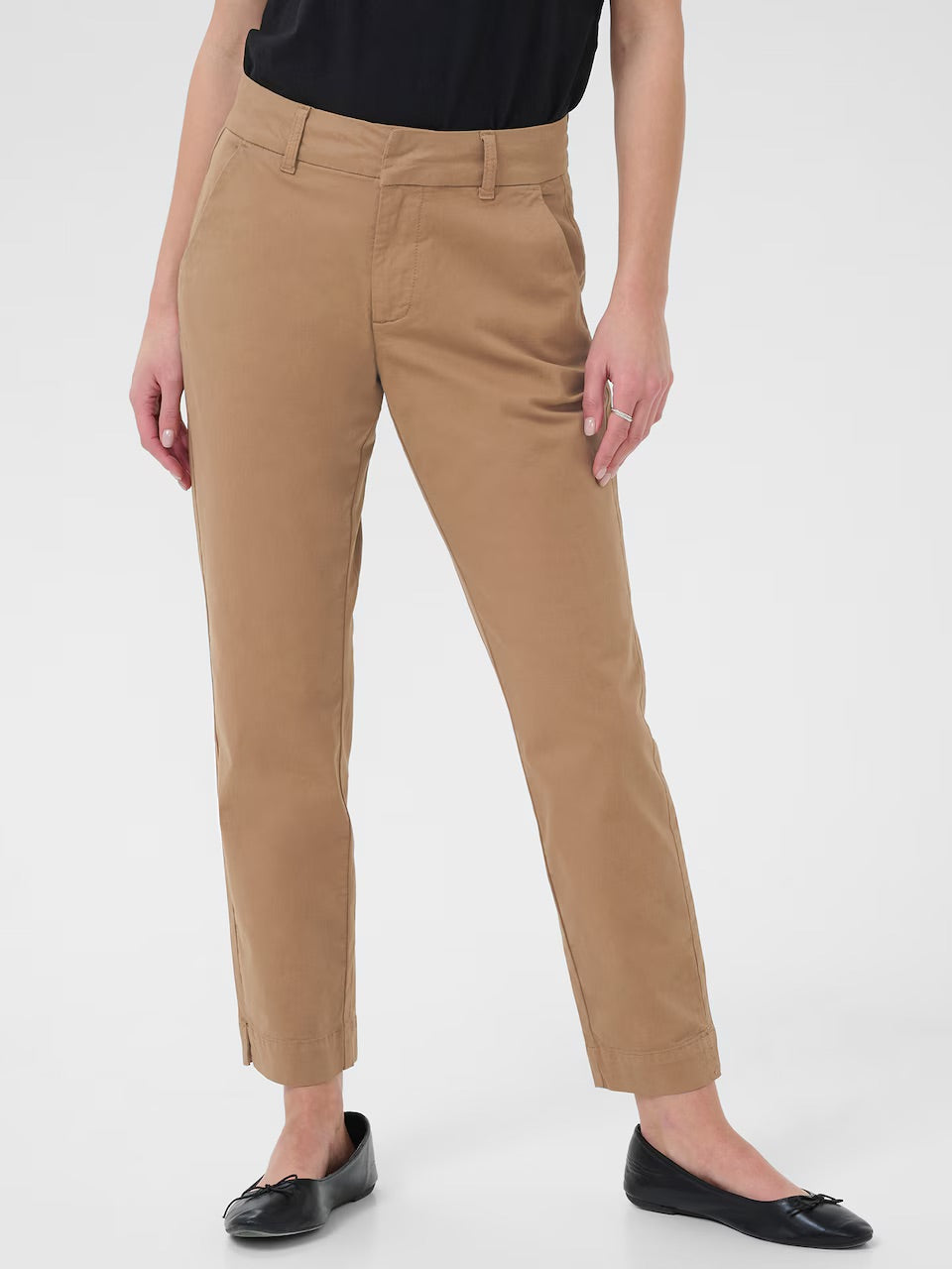 Kaffe KAmette Camel Chino Trousers – High Waist Belt Loops Pleated Front Ankle Length | Women