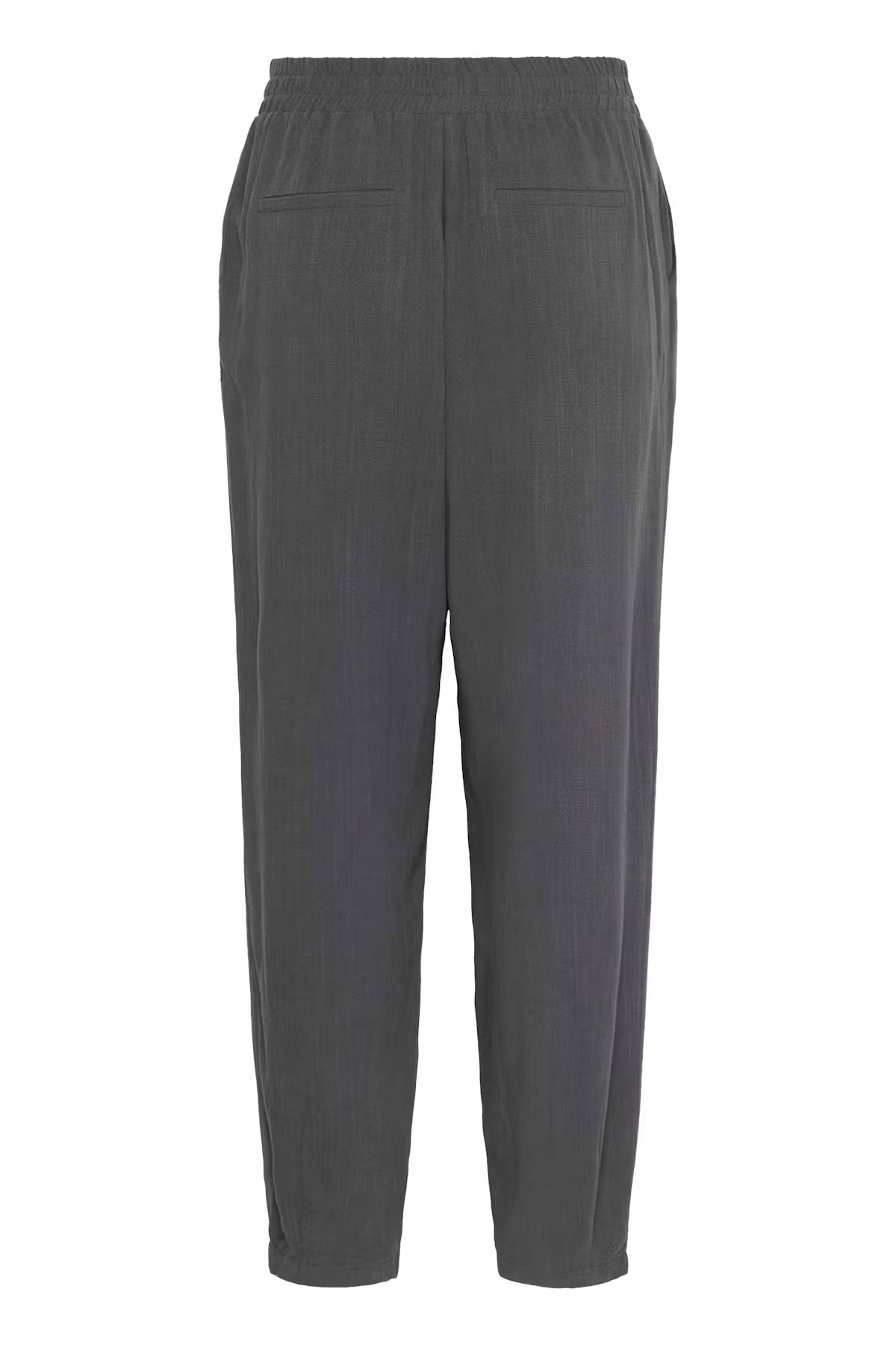 Kaffe KAliny Anthracite Grey Fluid Tapered Trousers – Smocked Elasticated Waist Side Pockets | Women