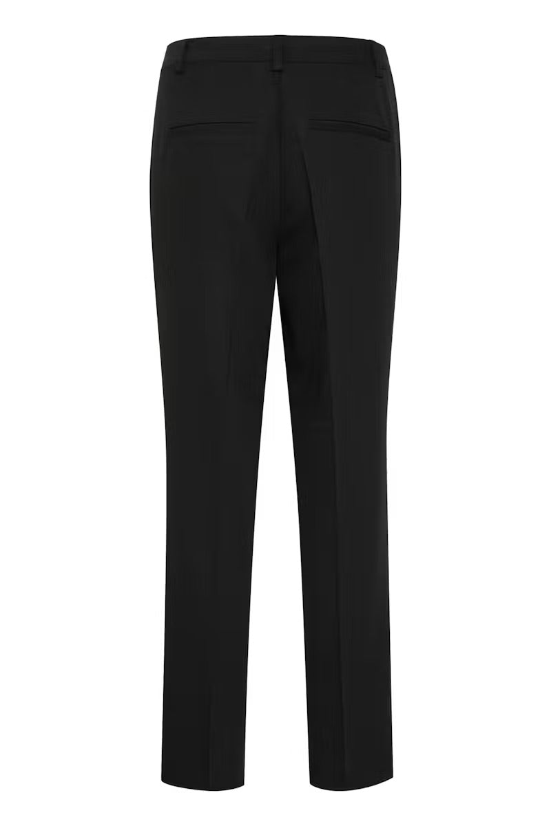 Kaffe KAsakura Black Straight Leg Tailored Trousers – Side Pockets Zip Fly Ankle Length | Women