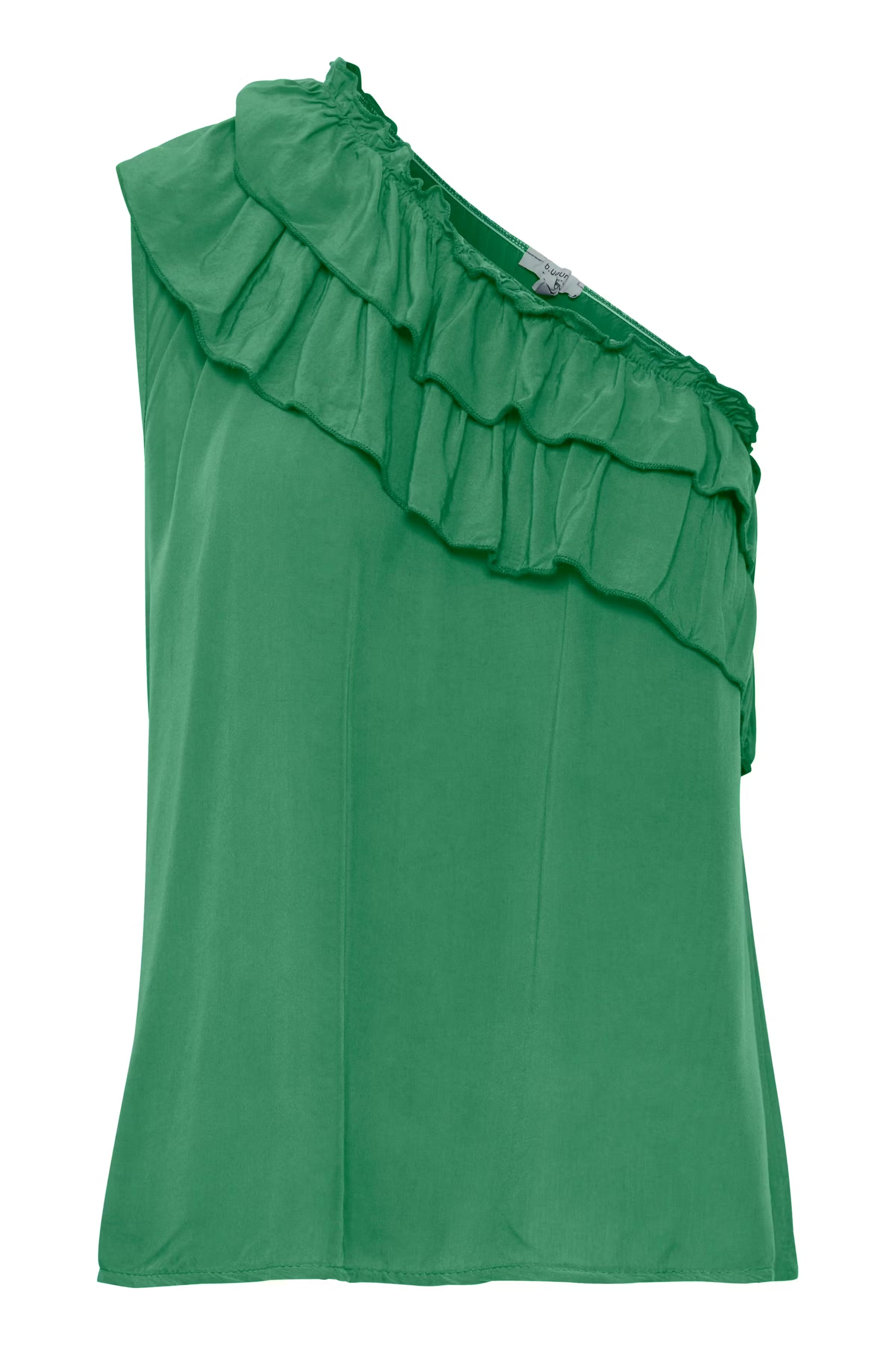 b.young BXHeidy One-Shoulder Ruffle Blouse - Emerald Green