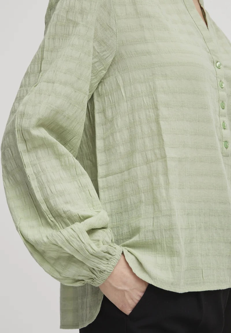 b.young BYIloni Textured Jacquard Blouse - Smoke Green