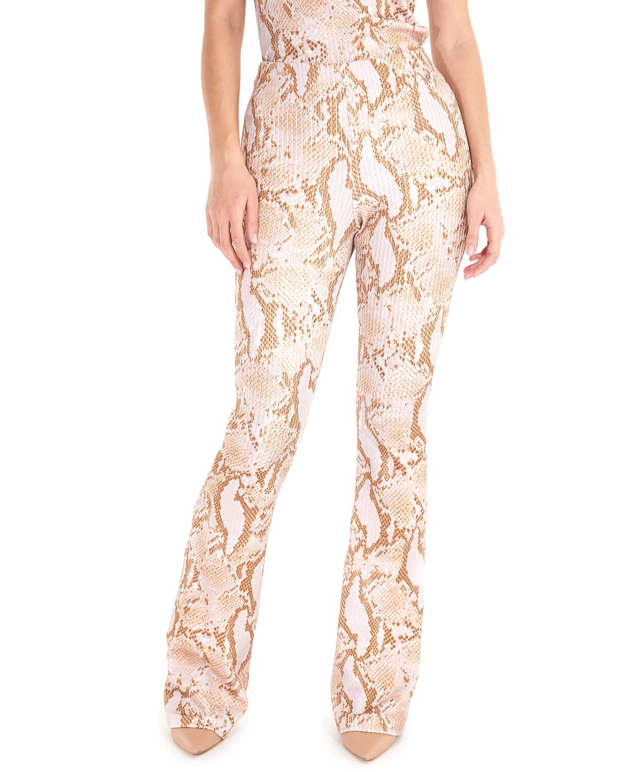 Guess Sexy Boot Snake Print Flare Trousers