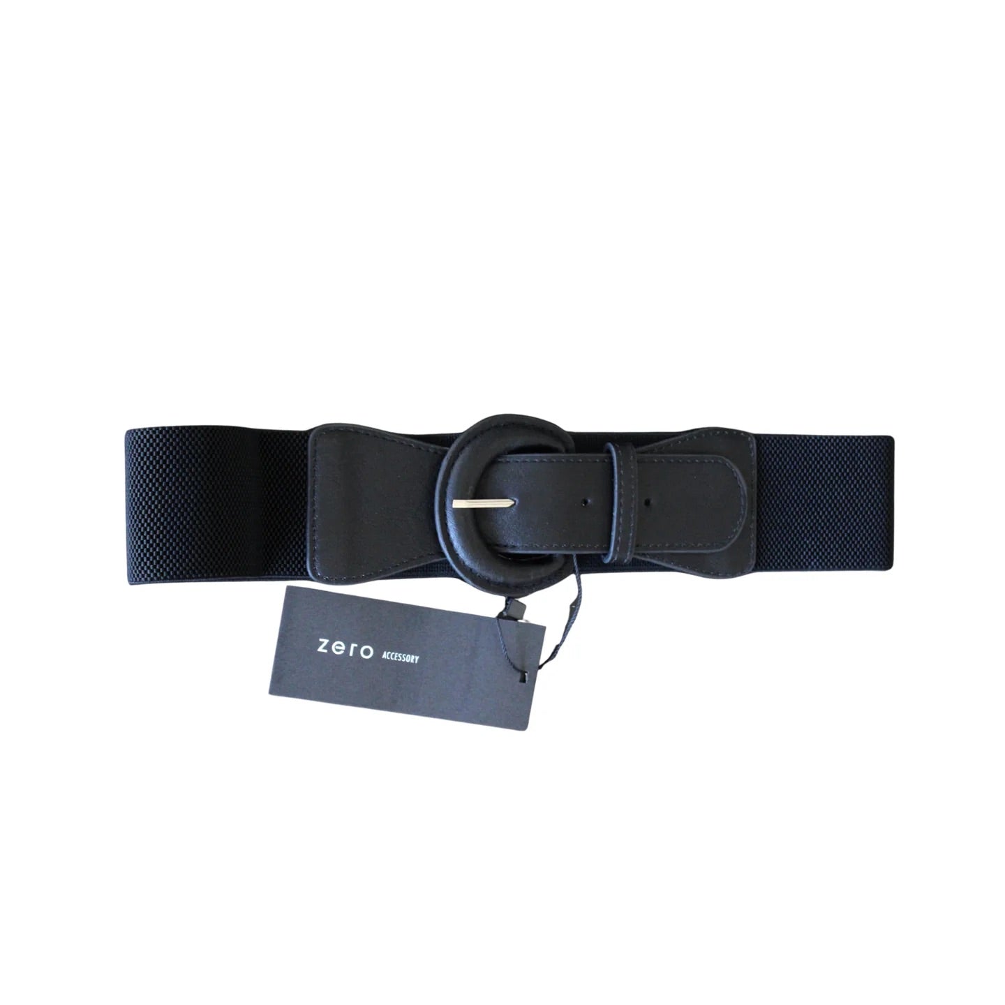 Zero Black Wide Elastic Waist Belt – Round Buckle | Women