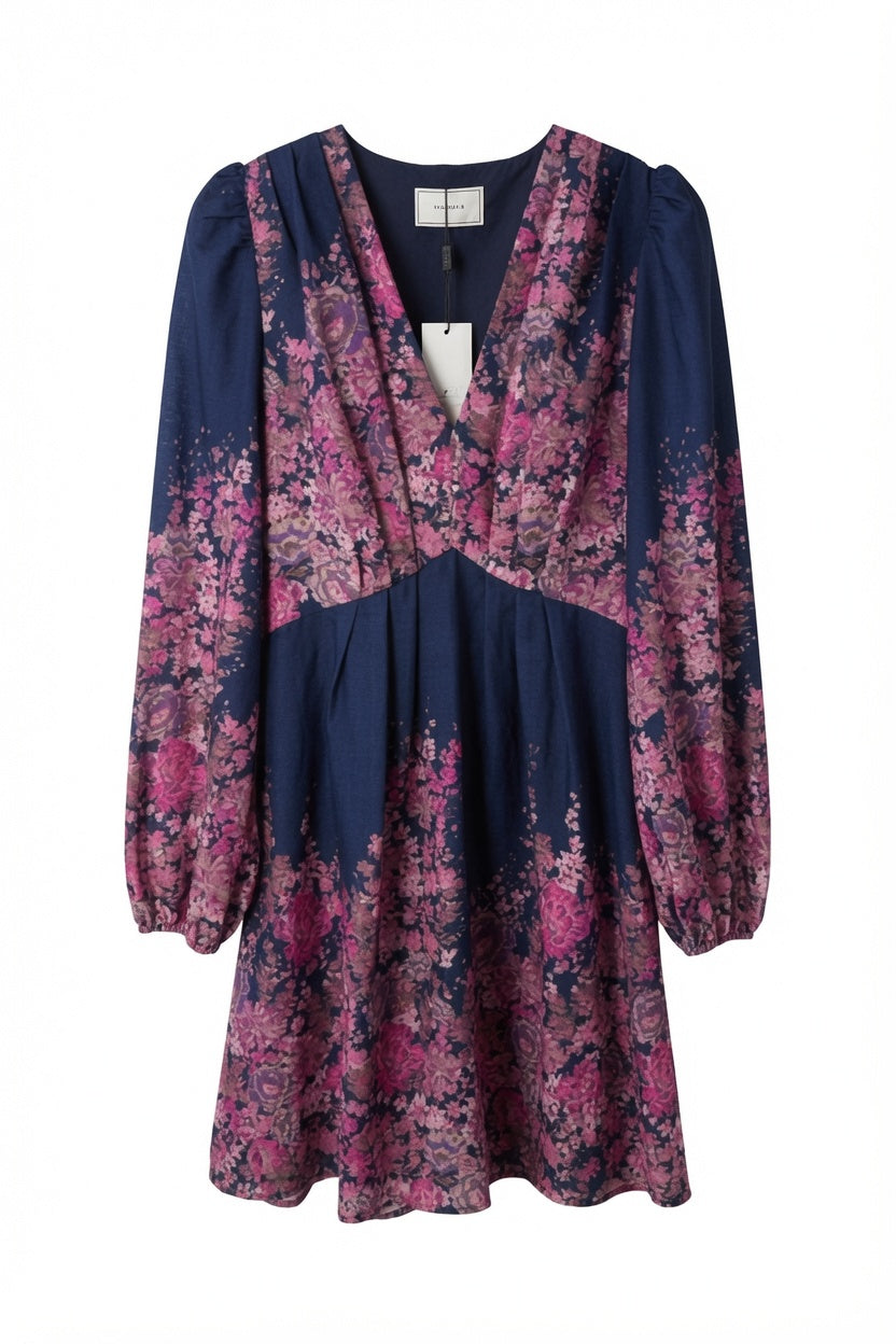 Neo Noir Semila Dress – Navy Floral Print | Women's Mini Wrap Dress