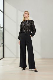 b.young BXGilace Floral Lace Blouse - Black