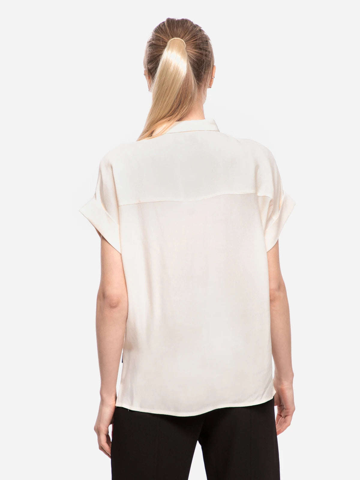 Calvin Klein Women's Short Sleeve Button-Up Blouse